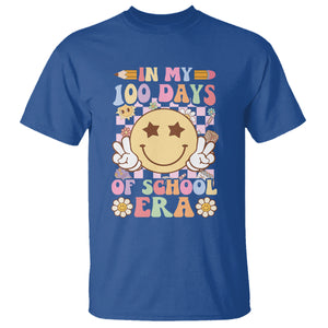 In My 100 Days Of School Era Retro Groovy T Shirt TS09 Royal Blue Printyourwear