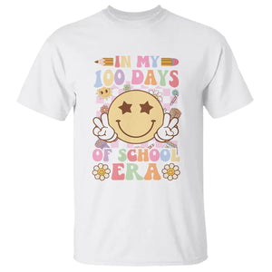 In My 100 Days Of School Era Retro Groovy T Shirt TS09 White Printyourwear