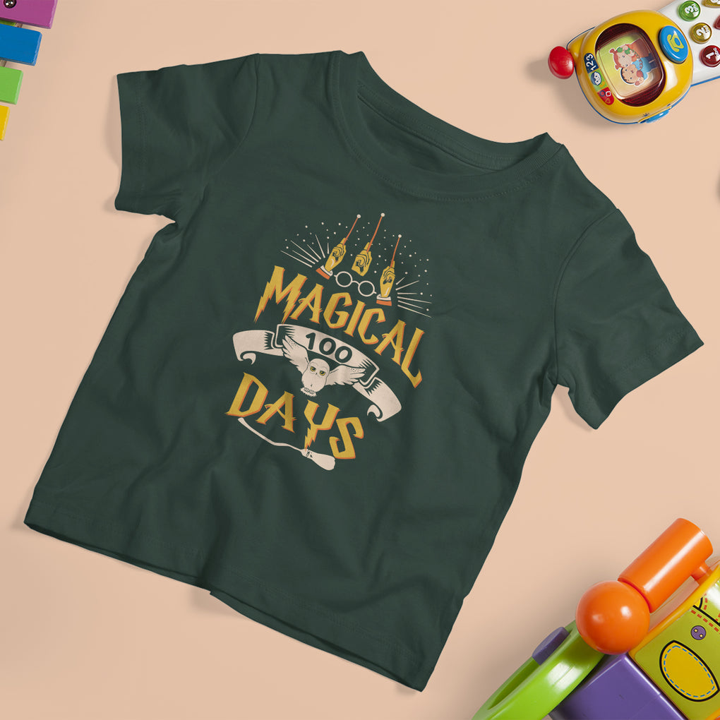Magical 100 Days Of School Magic Owl T Shirt For Kid TS09 Dark Forest Green Printyourwear