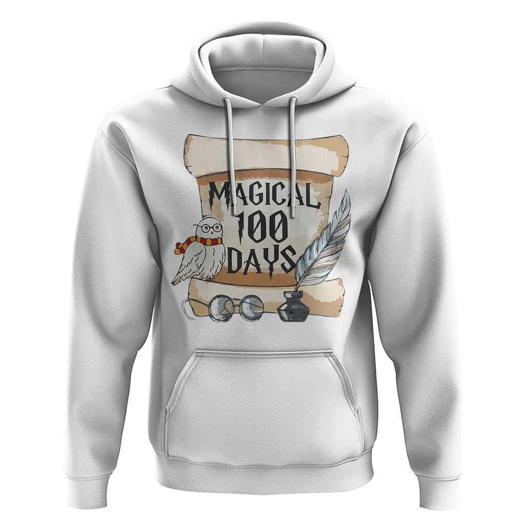 Magical 100 Days Of School Vintage Letter Magic Owl Hoodie TS09 White Printyourwear