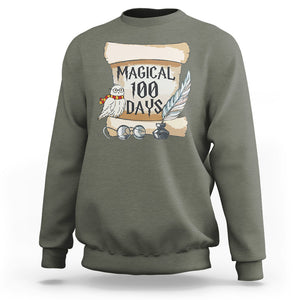 Magical 100 Days Of School Vintage Letter Magic Owl Sweatshirt TS09 Military Green Printyourwear