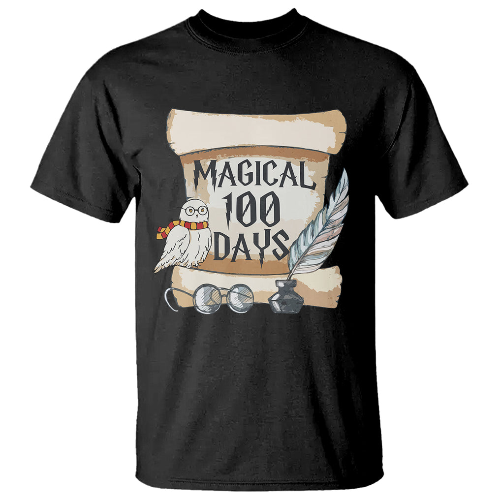 Magical 100 Days Of School Vintage Letter Magic Owl T Shirt TS09 Black Printyourwear