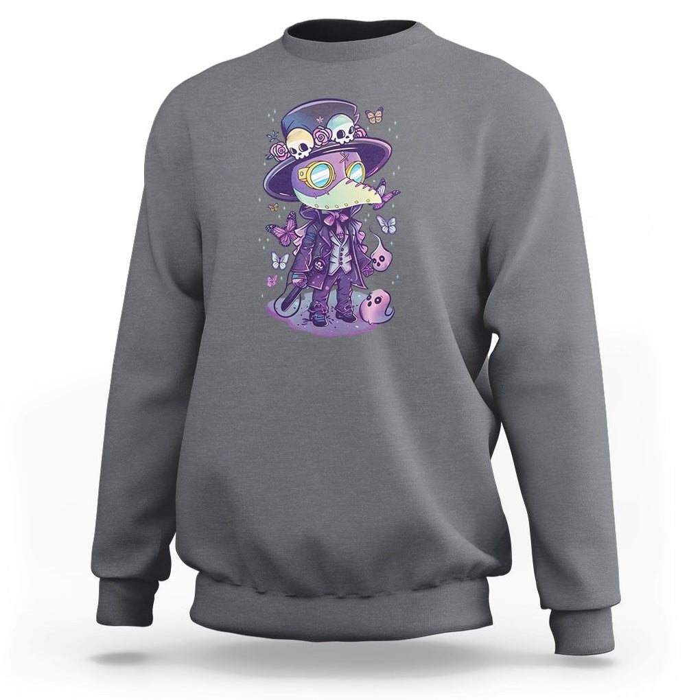 Pastel Goth Cute Creepy Plague Doctor Sweatshirt TS09 Charcoal Printyourwear