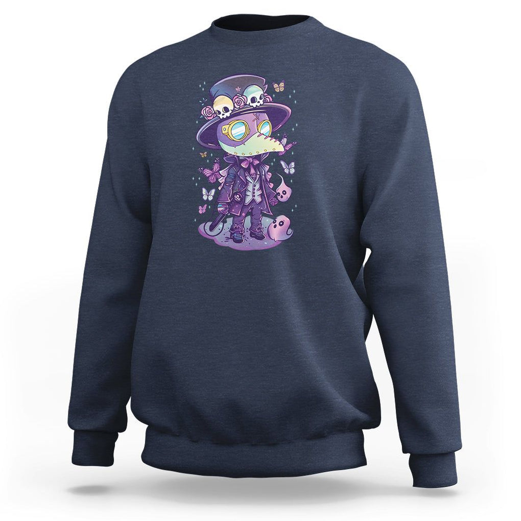 Pastel Goth Cute Creepy Plague Doctor Sweatshirt TS09 Navy Printyourwear