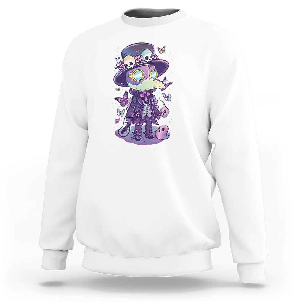 Pastel Goth Cute Creepy Plague Doctor Sweatshirt TS09 White Printyourwear