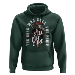 Plague Doctor Hoodie The Ones Who Sell the Panic Sell the Cure TS09 Dark Forest Green Printyourwear