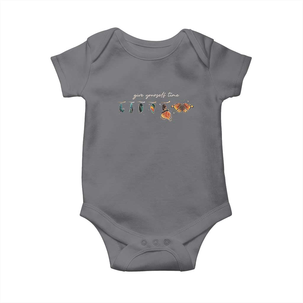 Inspirational Quote Baby Onesie Give Yourself Time Butterfly Motivational TS09 Charcoal Print Your Wear
