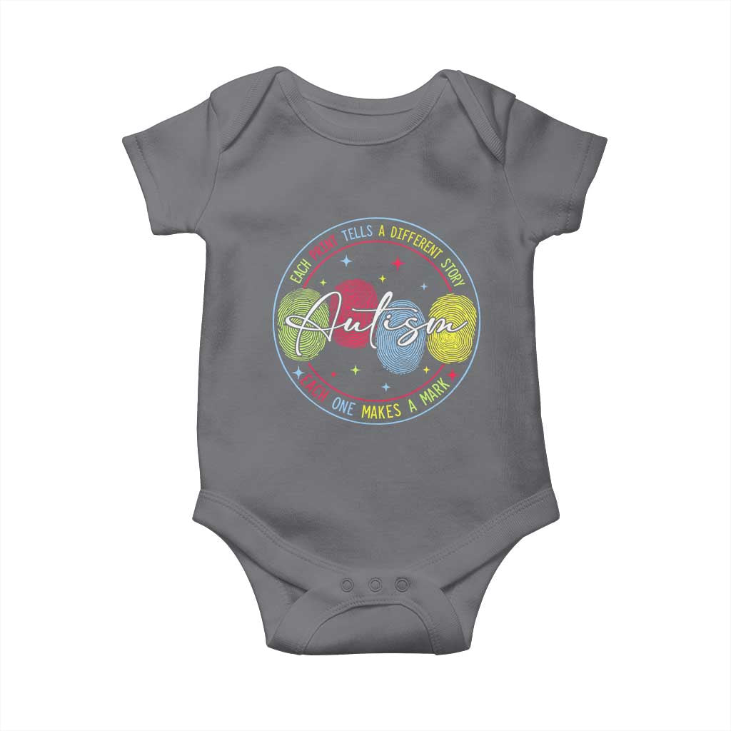 Autism Baby Onesie Fingerprint Autism Each Print Tells A Different Story TS09 Charcoal Print Your Wear