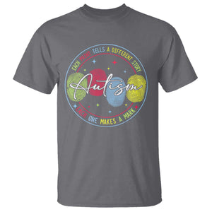 Autism T Shirt Fingerprint Autism Each Print Tells A Different Story TS09 Charcoal Print Your Wear