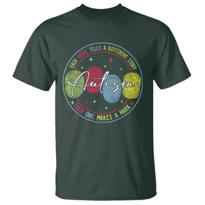 Autism T Shirt Fingerprint Autism Each Print Tells A Different Story TS09 Dark Forest Green Print Your Wear