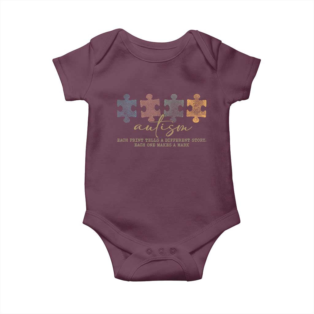 Autism Baby Onesie Fingerprint Autism Each One Makes A Mark TS09 Maroon Print Your Wear
