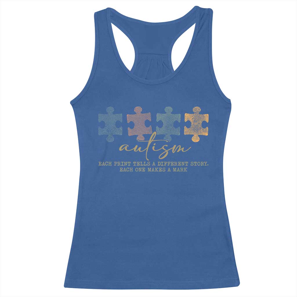 Autism Racerback Tank Top Fingerprint Autism Each One Makes A Mark TS09 Royal Blue Print Your Wear