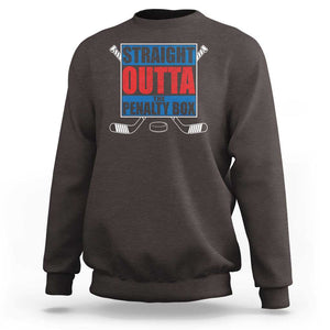 Hockey Sweatshirt Straight Outta The Penalty Box TS09 Dark Chocolate Print Your Wear