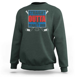 Hockey Sweatshirt Straight Outta The Penalty Box TS09 Dark Forest Green Print Your Wear