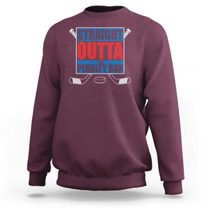 Hockey Sweatshirt Straight Outta The Penalty Box TS09 Maroon Print Your Wear