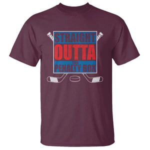 Hockey T Shirt Straight Outta The Penalty Box TS09 Maroon Print Your Wear