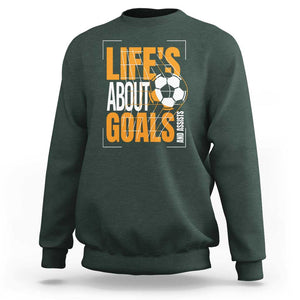 Soccer Sweatshirt Life's About Goals And Assists TS09 Dark Forest Green Print Your Wear