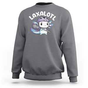 Funny Axolotl Lacrosse Player Sweatshirt TS09 Charcoal Print Your Wear