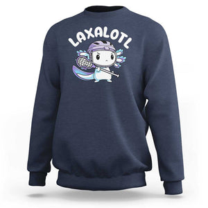 Funny Axolotl Lacrosse Player Sweatshirt TS09 Navy Print Your Wear