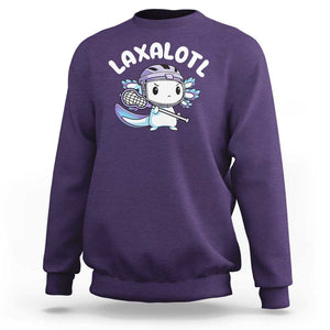 Funny Axolotl Lacrosse Player Sweatshirt TS09 Purple Print Your Wear