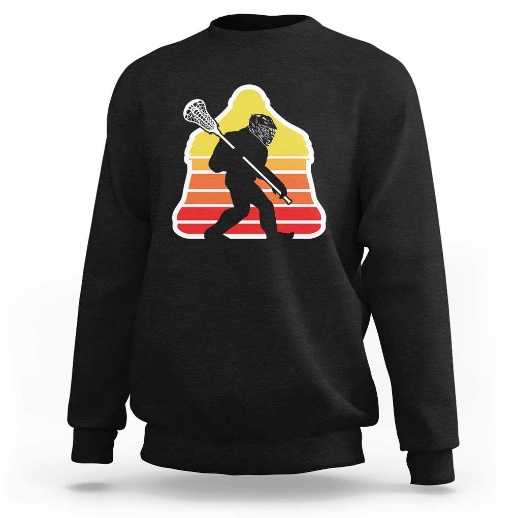 Funny Retro Bigfoot Lacrosse Player Sweatshirt TS09 Black Print Your Wear