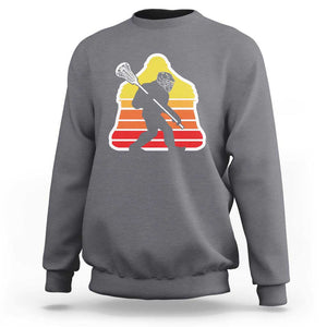 Funny Retro Bigfoot Lacrosse Player Sweatshirt TS09 Charcoal Print Your Wear