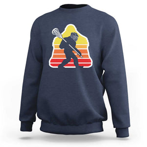 Funny Retro Bigfoot Lacrosse Player Sweatshirt TS09 Navy Print Your Wear