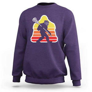 Funny Retro Bigfoot Lacrosse Player Sweatshirt TS09 Purple Print Your Wear