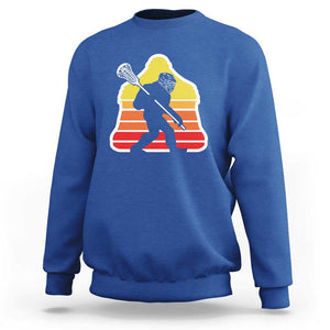 Funny Retro Bigfoot Lacrosse Player Sweatshirt TS09 Royal Blue Print Your Wear