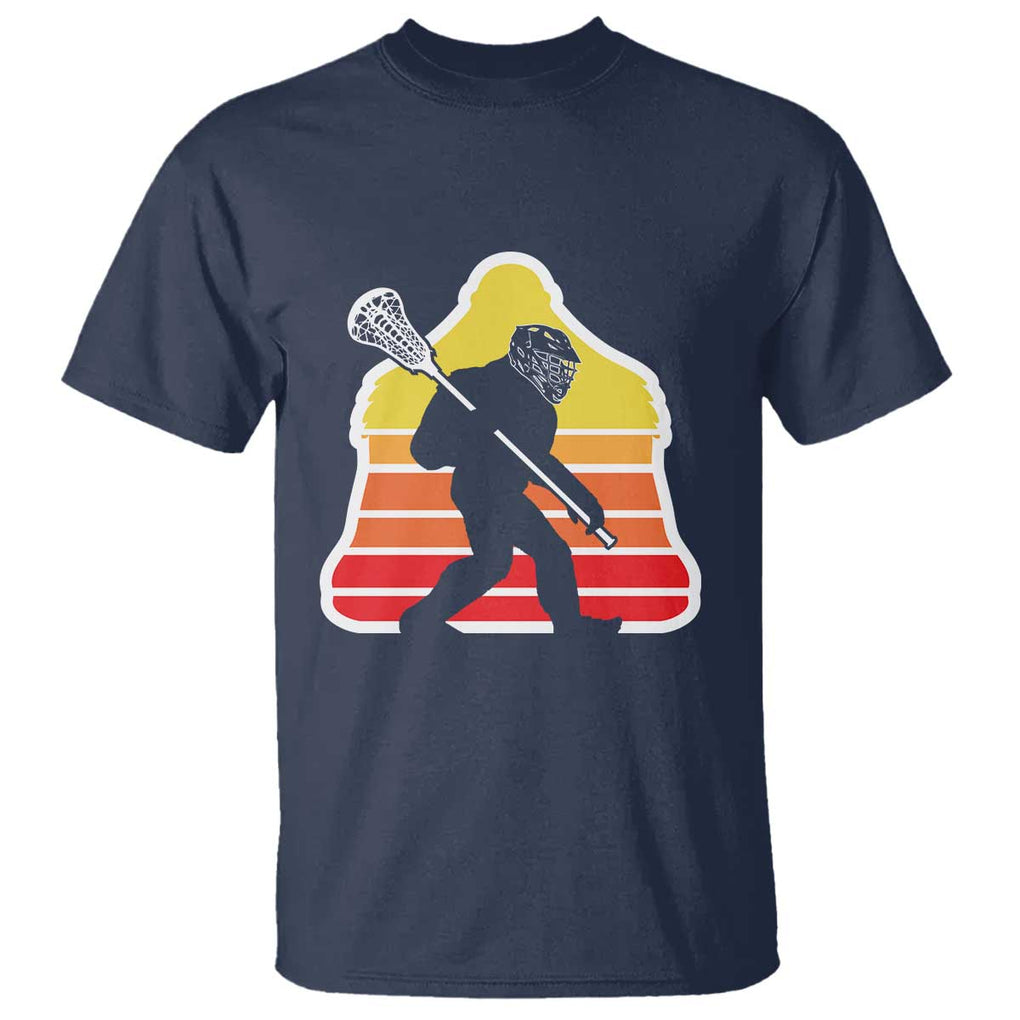 Funny Retro Bigfoot Lacrosse Player T Shirt TS09 Navy Print Your Wear