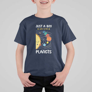 Solar System Astrology Outer Space T Shirt For Kid Just A Boy Who Loves Planets TS09 Navy Print Your Wear