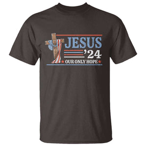 USA Election Christ T Shirt Jesus President 2024 Our Only Hope Christian TS09 Dark Chocolate Print Your Wear