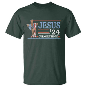 USA Election Christ T Shirt Jesus President 2024 Our Only Hope Christian TS09 Dark Forest Green Print Your Wear