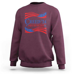 Funny US Election Sweatshirt Creed '24 Take Me Higher TS09 Maroon Print Your Wear