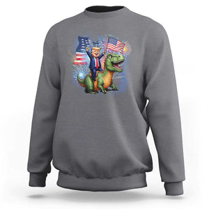 Funny Trump Riding Dinosaur Freedom Firework Sweatshirt TS09 Charcoal Print Your Wear