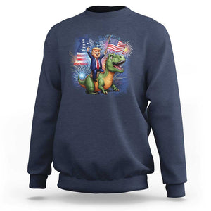 Funny Trump Riding Dinosaur Freedom Firework Sweatshirt TS09 Navy Print Your Wear