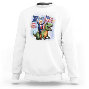 Funny Trump Riding Dinosaur Freedom Firework Sweatshirt TS09 White Print Your Wear