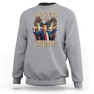 Trump Supporter Sweatshirt God Guns And Trump America Eagle TS09 Sport Gray Print Your Wear