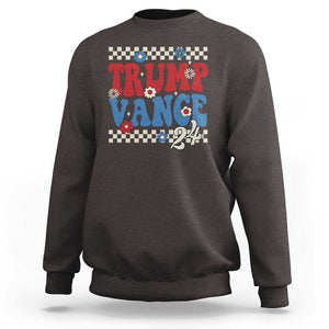 Trump Vance 2024 Sweatshirt Take America Back President Election Retro Groovy TS09 Dark Chocolate Print Your Wear