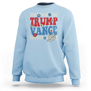 Trump Vance 2024 Sweatshirt Take America Back President Election Retro Groovy TS09 Light Blue Print Your Wear