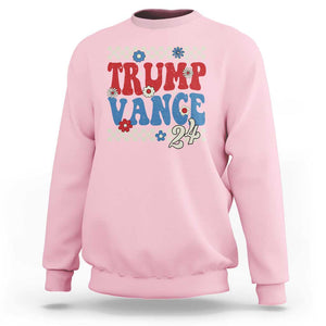 Trump Vance 2024 Sweatshirt Take America Back President Election Retro Groovy TS09 Light Pink Print Your Wear