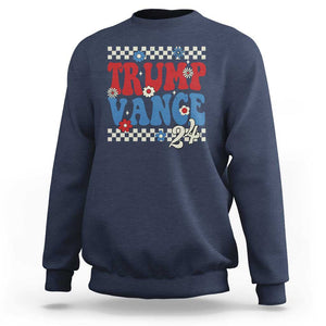 Trump Vance 2024 Sweatshirt Take America Back President Election Retro Groovy TS09 Navy Print Your Wear