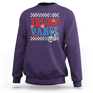 Trump Vance 2024 Sweatshirt Take America Back President Election Retro Groovy TS09 Purple Print Your Wear