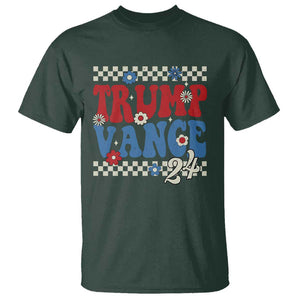 Trump Vance 2024 T Shirt Take America Back President Election Retro Groovy TS09 Dark Forest Green Print Your Wear