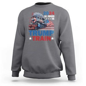 Trump Supporter Sweatshirt All Aboard The Trump Train 2024 TS09 Charcoal Print Your Wear