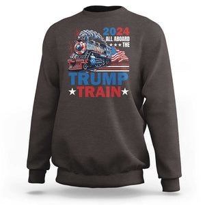 Trump Supporter Sweatshirt All Aboard The Trump Train 2024 TS09 Dark Chocolate Print Your Wear