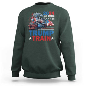 Trump Supporter Sweatshirt All Aboard The Trump Train 2024 TS09 Dark Forest Green Print Your Wear