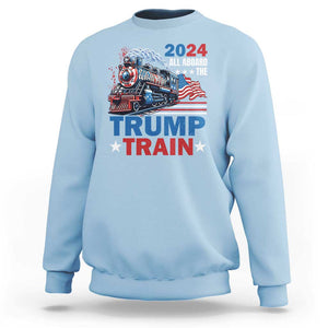 Trump Supporter Sweatshirt All Aboard The Trump Train 2024 TS09 Light Blue Print Your Wear