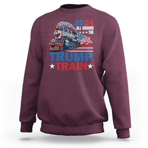 Trump Supporter Sweatshirt All Aboard The Trump Train 2024 TS09 Maroon Print Your Wear