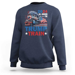 Trump Supporter Sweatshirt All Aboard The Trump Train 2024 TS09 Navy Print Your Wear